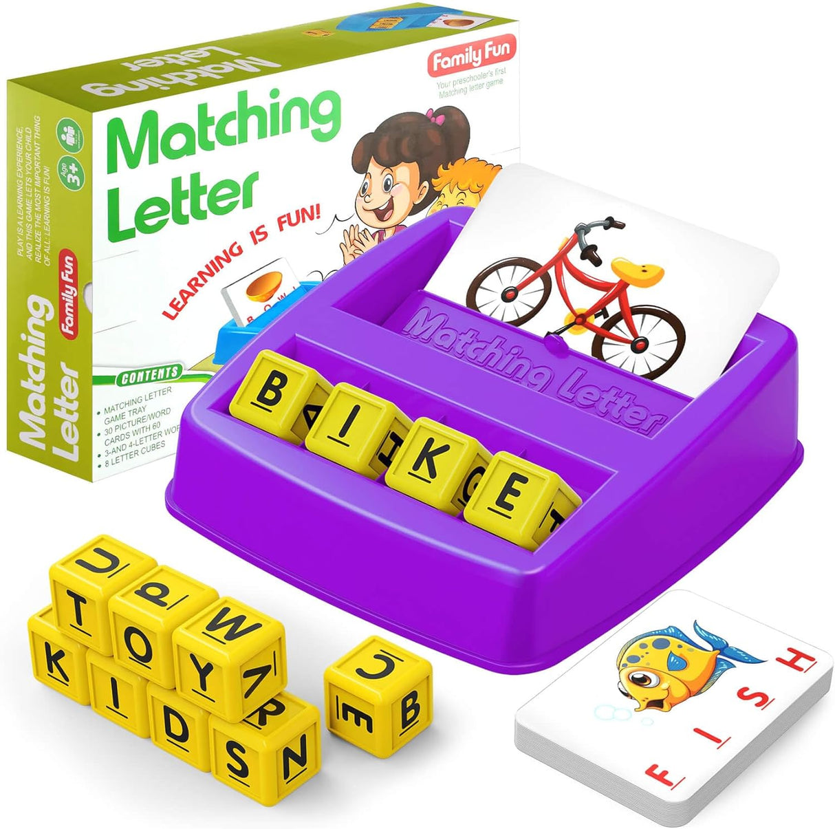 HahaGift Educational Toys for 3 4 5 Year Olds kids Gifts, Matching Spell Game Toys, Letter Recognition Spelling and Reading Learning Montessori Toys for 2 3 Year Olds.