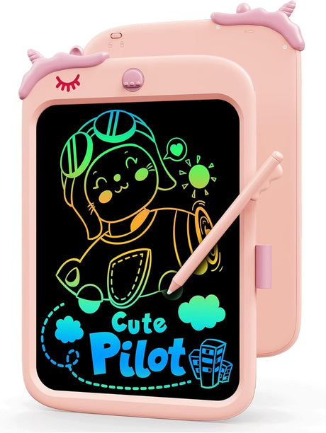 KOKODI Kids Toys for 3 4 5 6 Years Old Girls Boys Unicorn Gifts, 10 Inch LCD Writing Tablet Toddler Drawing Board, Birthday Gift Educational, Doodle Scribbler Pad Colorful Waterproof, Pink.