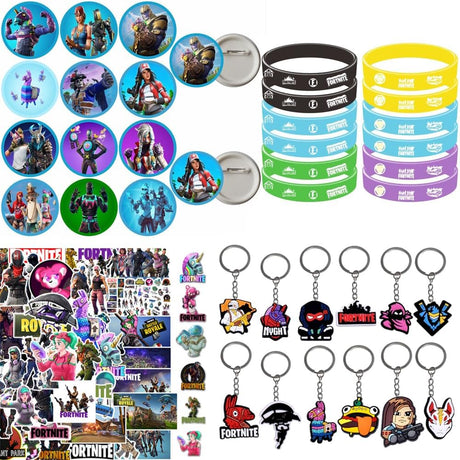 Gaming Party Bag Fillers Gamer Party Favours with Gaming Keychain Party Bags Button Stickers Party Supplies Goodie Bag Fillers for Kids Boys.