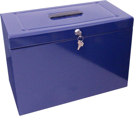 Cathedral Products A4+ (Foolscap) Steel File Box with Starter Pack of 5 Suspension Files - Blue.