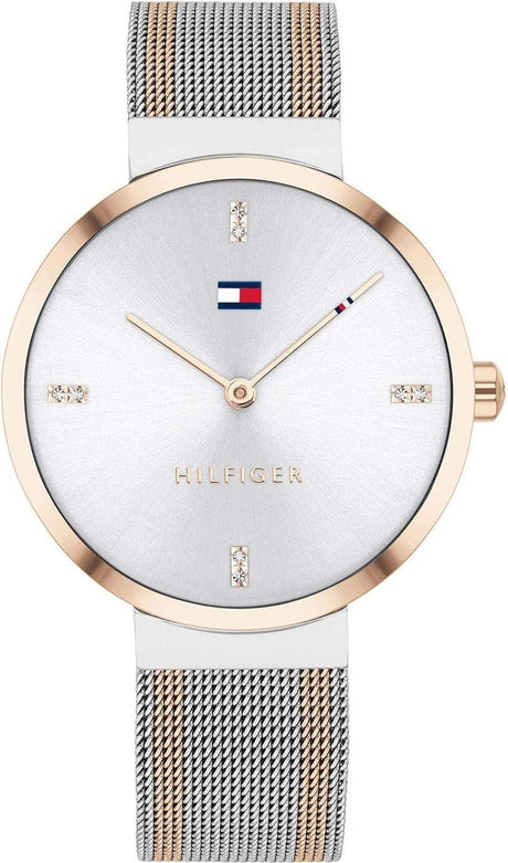 Tommy Hilfiger Watch for Women with Carnation Gold Colored Stainless Steel mesh Bracelet.