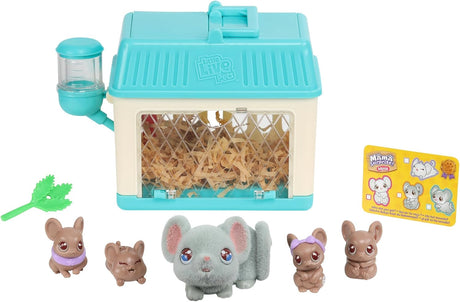 Little Live Pets - Mama Surprise Minis, Feed and nurture a Lil' Mouse Inside their Hutch so she can be a Mama, She has 2, 3, or 4 Babies with Surprise Accessories to Dress Up the Babies,.