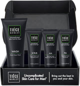 Tiege Hanley Mens Skin Care Set, Essential Skin Care Routine for Men (System Level 1) - Face Wash Kit for Fines Lines & Wrinkles - Men's Skincare Set Includes Face Wash, Facial Scrub, & Moisturizer.