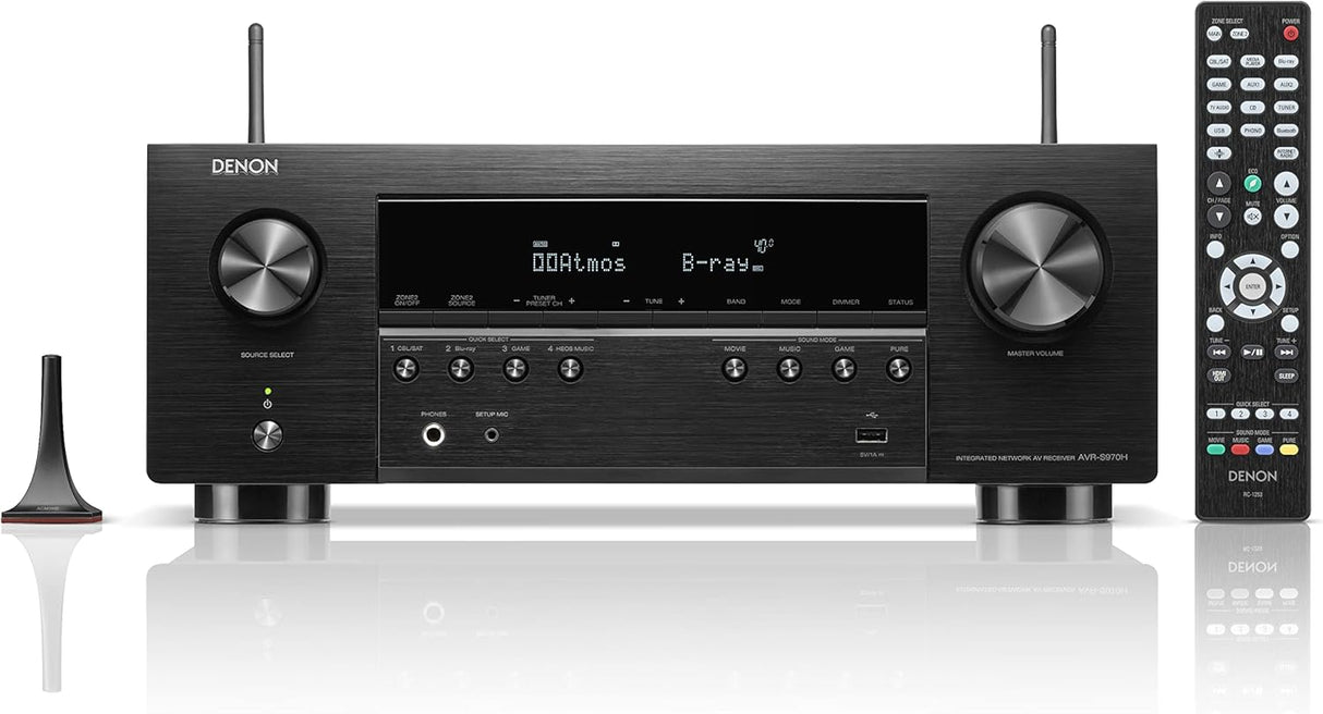 Denon AVR-S970H 8K AV Receiver, 7.2ch Home Cinema Amplifier, Dolby Atmos, DTS:X, Dolby Surround Sound, and DTS Neural:X, Alexa Compatible, Bluetooth, AirPlay 2 and HEOS Built-in Multiroom Audio, Black.