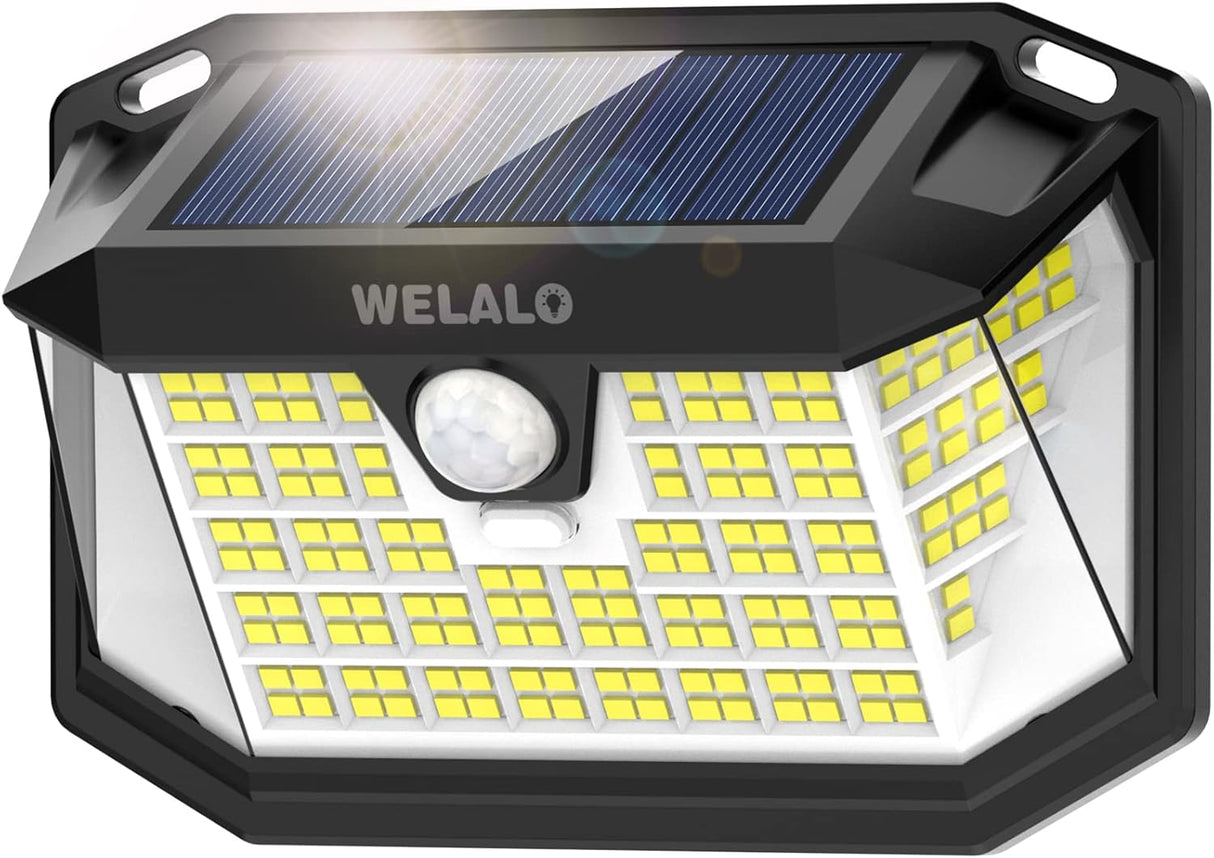 WELALO Solar Security Lights, 188 LED Solar Motion Sensor Lights, IP65 Waterproof Solar Lights Outdoor Garden, 3 Modes PIR Solar Powered Wall Lights for Outside Garden Fence Door Yard (2 Pack)