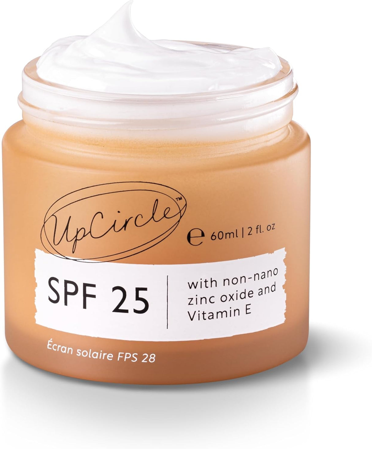 UpCircle SPF 25 Mineral Sunscreen 60ml -Reef-Safe,Non-Nano Zinc Oxide and Lightweight-Raspberry Seed Oil Defends Against Free Radicals + Glycerin To Plump Skin- Face & Body, Vegan + Cruelty-Free.