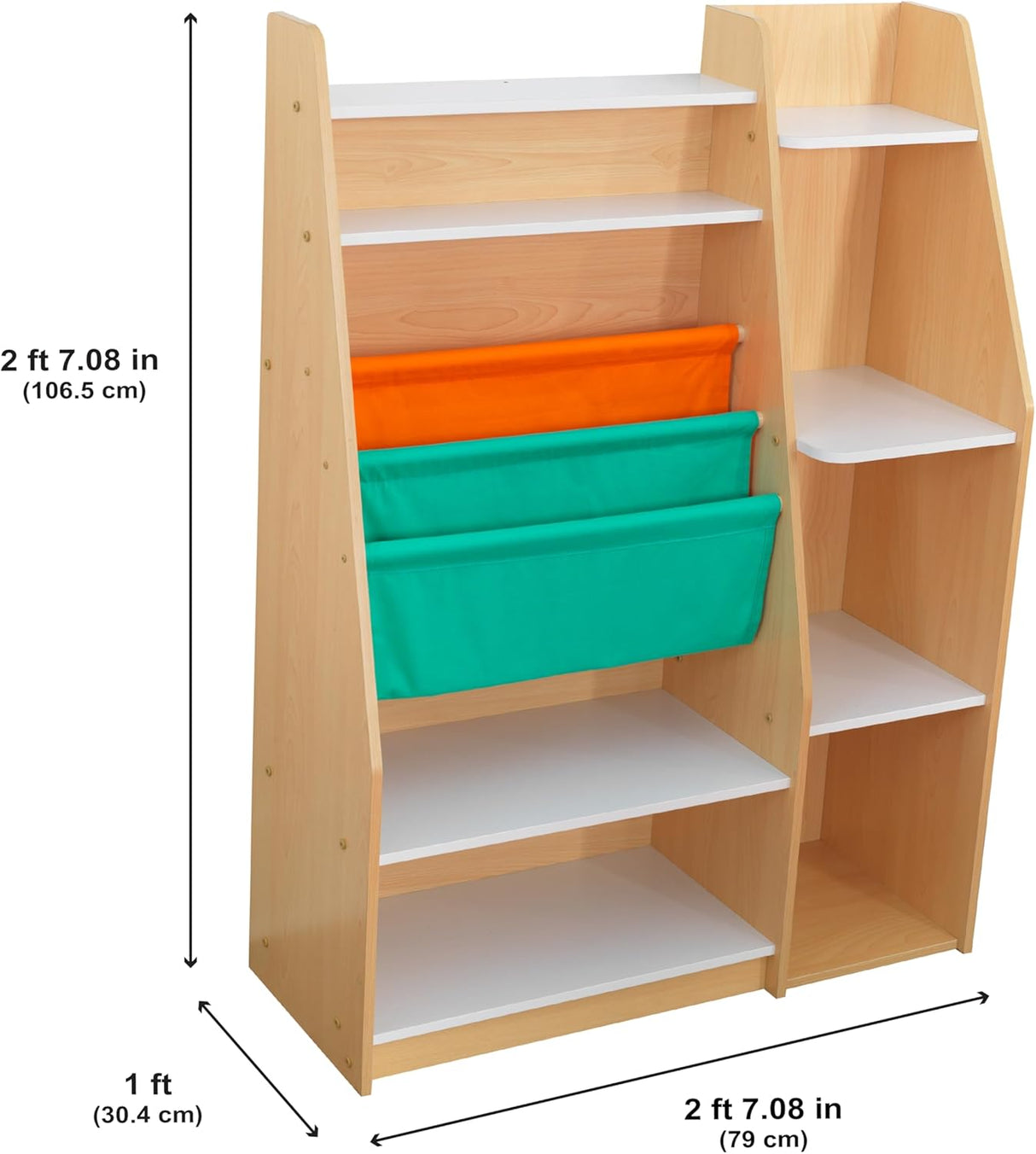 KidKraft Pocket Storage Book Shelf for Kids' Room, Children's Bookcase, Toy Storage, Kids Children's Playroom/Bedroom Furniture, 20309.