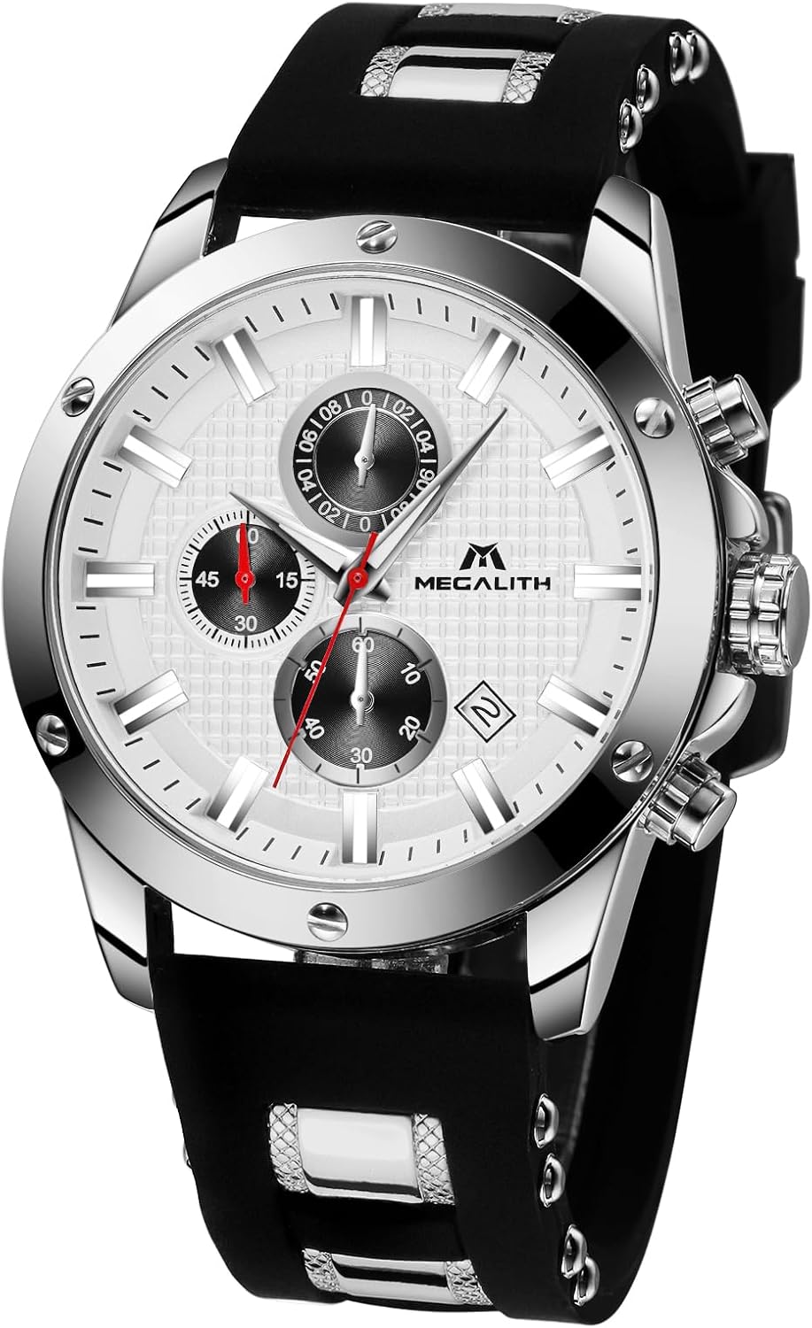 MEGALITH Mens Watches Chronograph Waterproof Watches for Men Analogue Designer Wrist Watches Quartz Luminous Date Rubber Gents Watches.