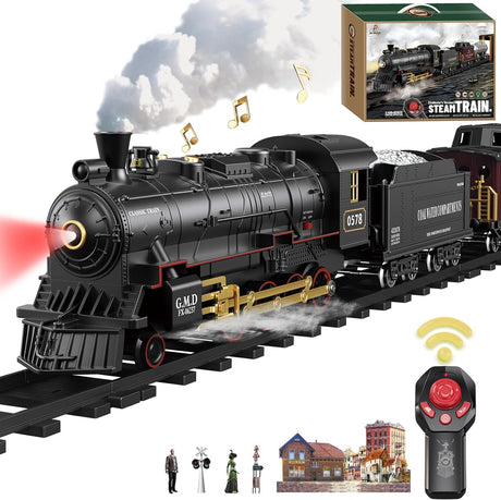 Electric Train Set Train Toys with Smokes,Lights& Sound kids Rechargeable Battery Train Set with Steam Locomotive, Cargo Cars & Tracks for 3 4 5 6 7 8+ Year Old Boys Girls Birthday.