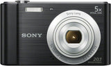 Sony DSCW800B.CEH Digital Compact Camera (20.1 MP, 5x Zoom, 2.7 LCD, 720p HD, 26 mm Sony G Lens) - Black.