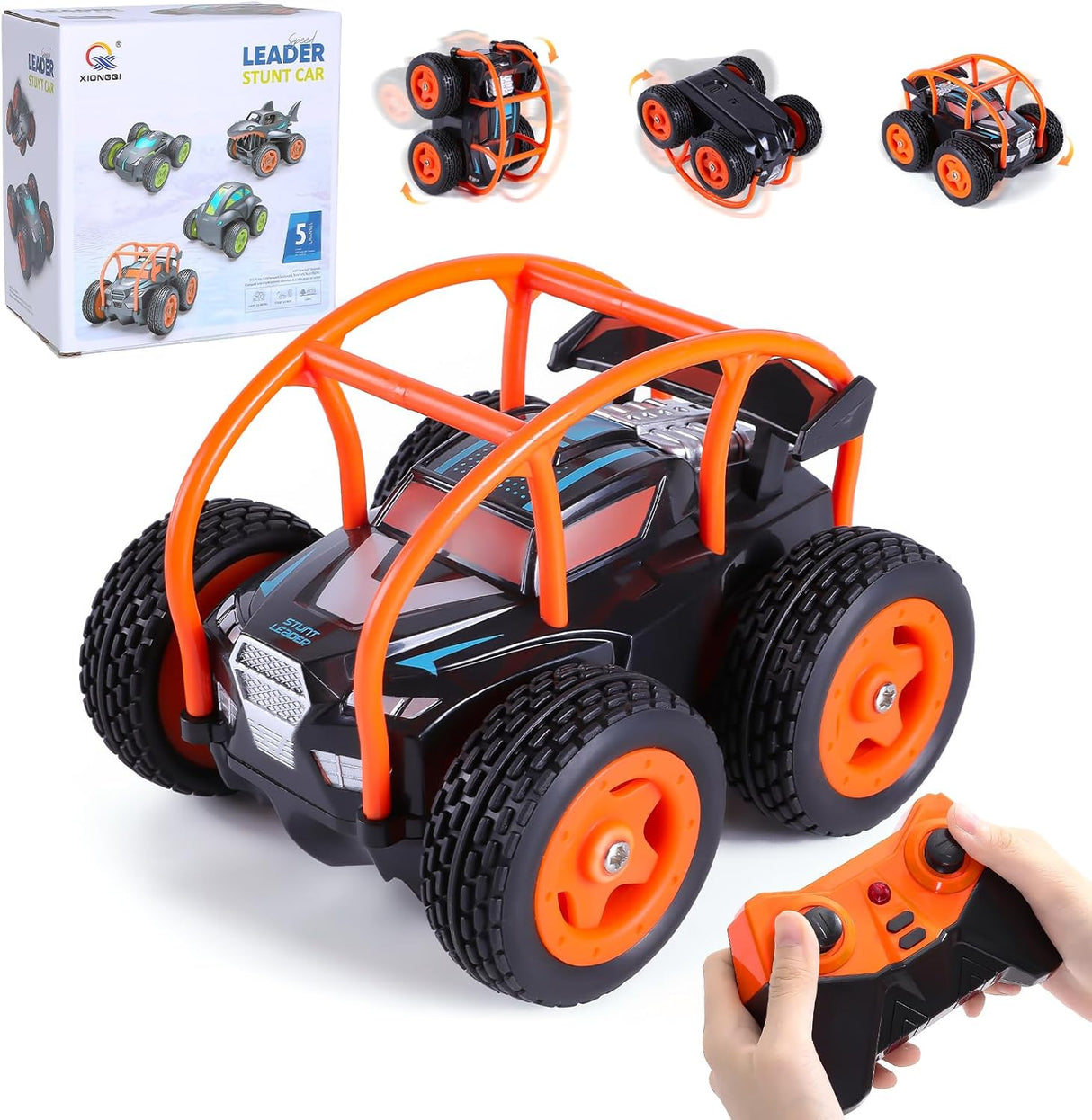 Thedttoy Remote Control Cars for 3-12 Years Old Boys, 5 Channel Mini RC Stunt Car with High/Low speed, 4WD 2.4GHz Double Sided 360°Rotation Flip Monster Truck Car Toys, Xmas Gifts for Boys Girls Kids.