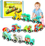 DQMOON Toys for 2 3 4 5 Year Old Boys Girl, Dinosaur Toys for Boys Age 2 3 4, Toddler Toys Wooden Magnetic Dinosaur Train Set, Montessori Toys for 2 3 4 Year Old Educational Kids Toys Age 2-5 Year Old.