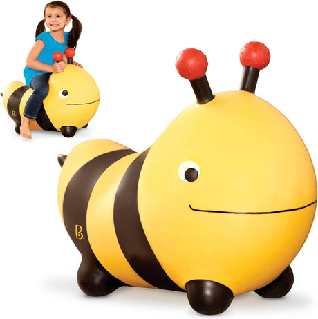 B. Toys – Bizzi The Bumble Bee Inflatable Ride-On Bouncer – Bouncy Boing – Bpa Free Soft Riding Toy for Toddlers 18M+, Yellow.