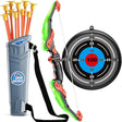 TEMI Kids Bow and Arrow Set - LED Light Up Archery Toy Set with 10 Suction Cup Arrows, Target & Quiver, Indoor and Outdoor Toys for Children Boys Girls.