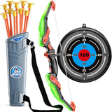 TEMI Kids Bow and Arrow Set - LED Light Up Archery Toy Set with 10 Suction Cup Arrows, Target & Quiver, Indoor and Outdoor Toys for Children Boys Girls.