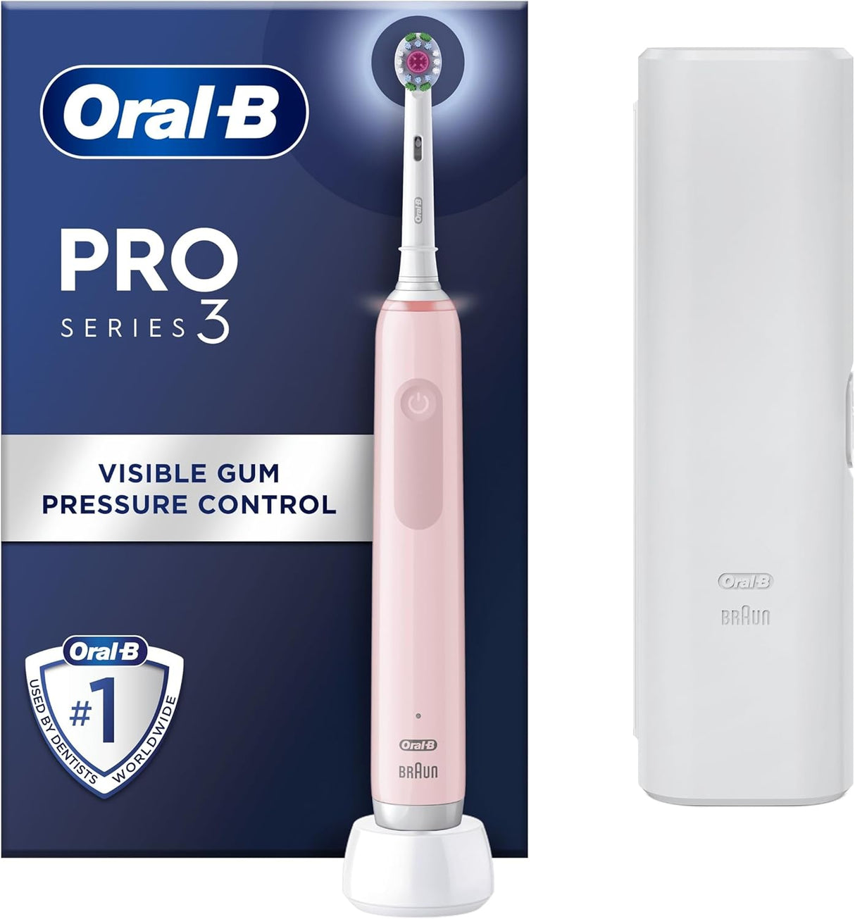 Oral-B Pro 3 Electric Toothbrushes For Adults, Gifts For Women / Men, 1 Cross Action Toothbrush Head & Travel Case, 3 Modes with Teeth Whitening, 2 Pin UK Plug, 3500, Black, Oral B.