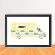 Personalisede Name Ambulance Van Word Art Print Frame, Custom Gifts for healthcare worker Birthday Christmas.