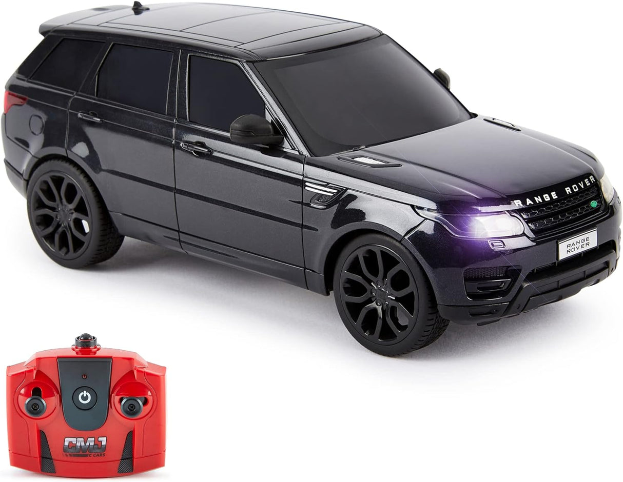 CMJ RC Cars TM Range Rover Sport Remote Control Car 1:24 scale with Working LED Lights, Radio Controlled Supercar (Range Rover Sport Black).