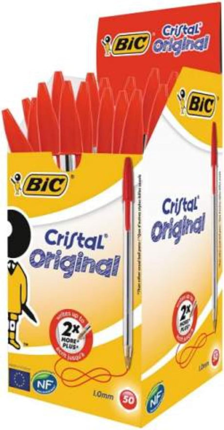 BIC Cristal Original Ballpoint , Comfortable Biro Pens, Medium Point (1.0mm), Assorted Colours, Pack of 10.