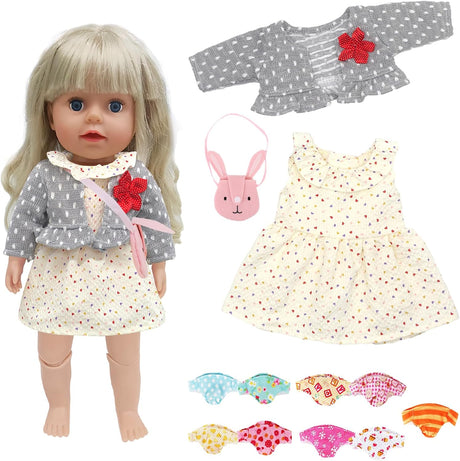 Doll Clothes Outfits Overalls for 14-17 Inch Baby Dolls, Doll Clothes with Hhanger Socks, Blue Doll Clothes for 35-45 cm New Born Baby Dolls Girls Birthday.