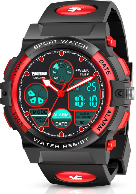 Sport Digital Kids Watch, Multifunction Waterproof Watch for 6-15 Year Old Boys Girls with LED Light Alarm and Calendar Date.