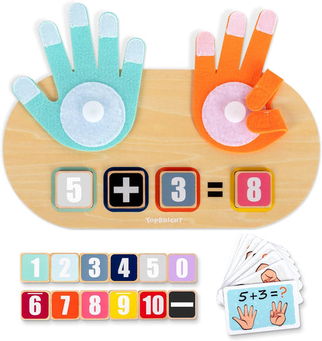 TOP BRIGHT Wooden Math Counting Toys for Kids, Toddler Number Addition Toys Educational Learning Game, Montessori Toys for Boys Girls 3 4 5 Year Old.