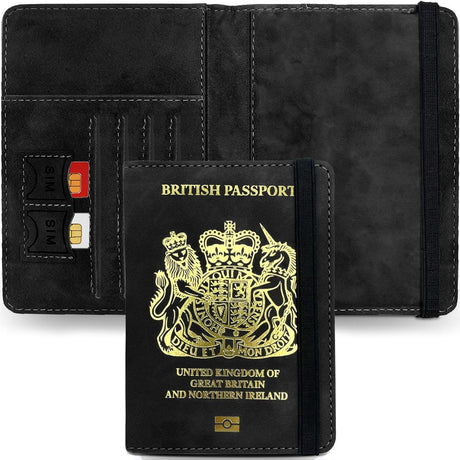 REPEAK Passport Holder Travel Essentials - Holiday British Passport Wallet RFID Blocking Card & SIM Holder Cover Accessories Organiser (Blue).