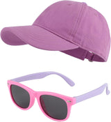 MK MATT KEELY Baseball Cap Sunglasses Set for Boys Girls 3-10 Years Shades Unisex Kids Adjustable Sports Sun Hat Summer Outdoor Accessories.