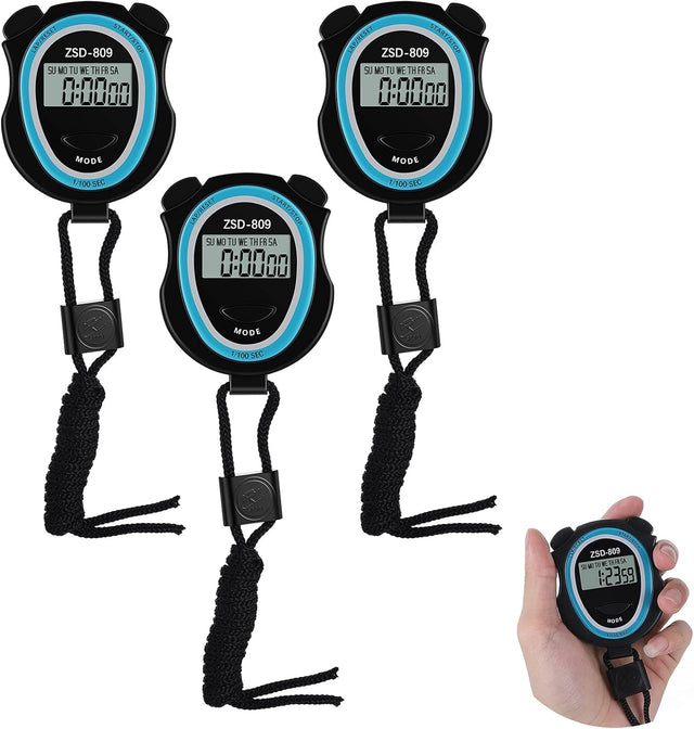 Stopwatch, 3 Pieces Digital Stop Watch Timer, Sports Timer Stopwatches Multipack, Digital Sport Stopwatch Timer, 12/24 Hour Clock Calendar With Alarm Timer, Batteries Included.