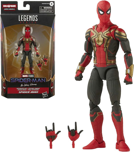 Marvel Legends Series Integrated Suit Spider-Man 15cm Collectible Action Figure Toy, 2 Accessories.