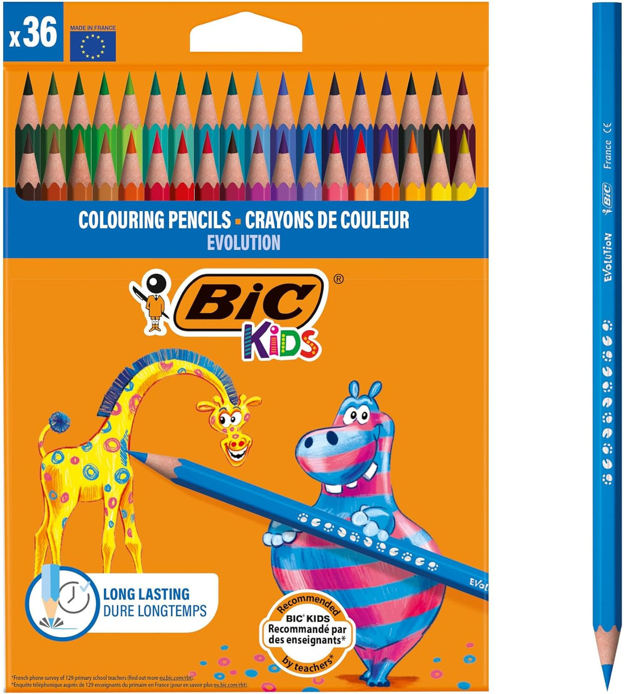 BIC Kids Evolution Coloured Pencils, Vivid Colouring Pencils, Easy to Sharpen, Extra Resistant BIC Pencils, School Supplies, 12 Pack.