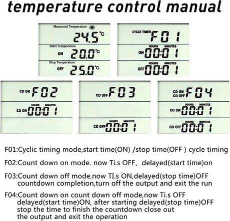 Digital Temperature Controller Thermostat Heating and Cooling Mode Outlet Socket with 1.7m Sensor for Carboy Homebrew Fermenter Greenhouse Terrarium 230V 13A 2900W.