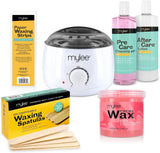 Mylee Complete Waxing Kit, Includes Salon Quality Wax Heater, Soft Cream Wax, Waxing Strips, Spatulas and Mylee Pre & After Care Lotion (Honey).