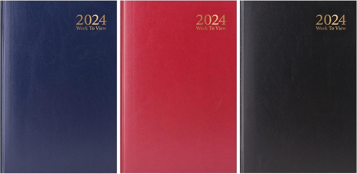 2024 A5 Week to View Diary - WTV A5 Planner Hardback Cover Casebound Assorted.