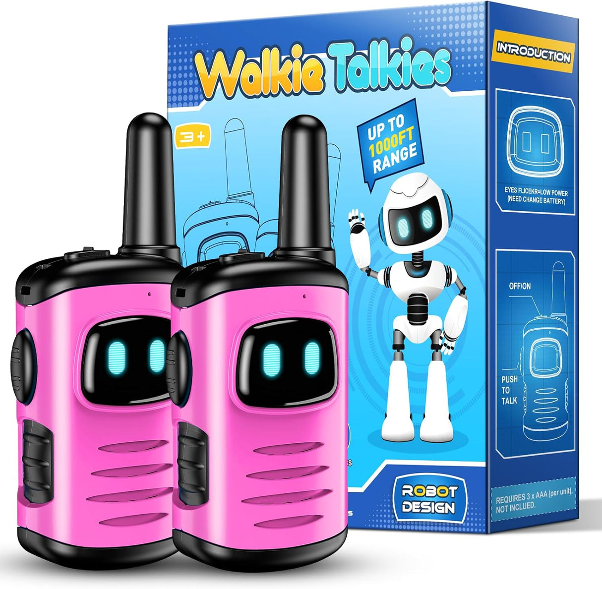 EUTOYZ Walkie Talkie 3 Packs, Toys for 3 4 5 6 Year Old Boy Girl Gift for 3-12 Year Olds Boys Toys Age 4-9 Walkie Talkie Kids Toys Age 5 6 7 Outdoor Toys Toddler Toys Girls Birthday Presents.