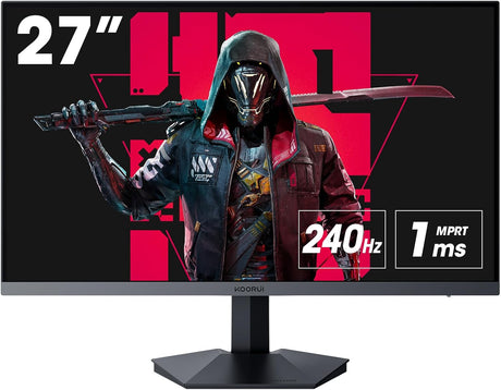 KOORUI 27 Inch Full HD Gaming Monitor 240hz, 1ms, DCI-P3 90% Color Space, Adaptive Sync, (1920 x 1080, HDMI, DisplayPort).