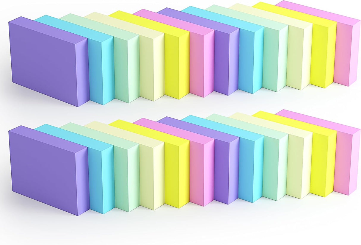 24 Pads Mini Sticky Notes 1.5 * 2 inches, Small Self-Stick Notes for Post,80 Sheets/Pad for Little Reminders in Offices,Schools and Households (38x51mm Pastel Colors)