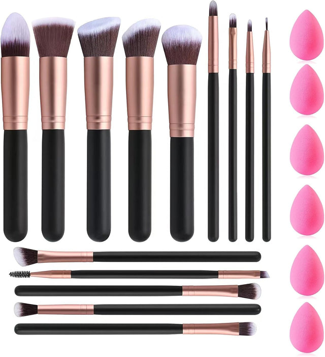 20 Pcs Makeup Suit, 14 Pcs Make Up Brushes, 6 Pcs Makeup Egg, Face Powder Concealers Eyeshadow Blush Brushes Make up Brushes Set, Makeup Brushes, Gift for Ladies and Girls.