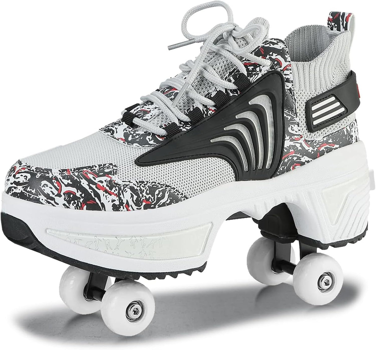 Roller Skate Shoes for Women, Shoes with Wheels with 4 Retractable Wheels, 2-in-1 Outdoor Roller Skates and Trainers, Roller Skate Shoes for Children, Teenagers, Girls, Boys.