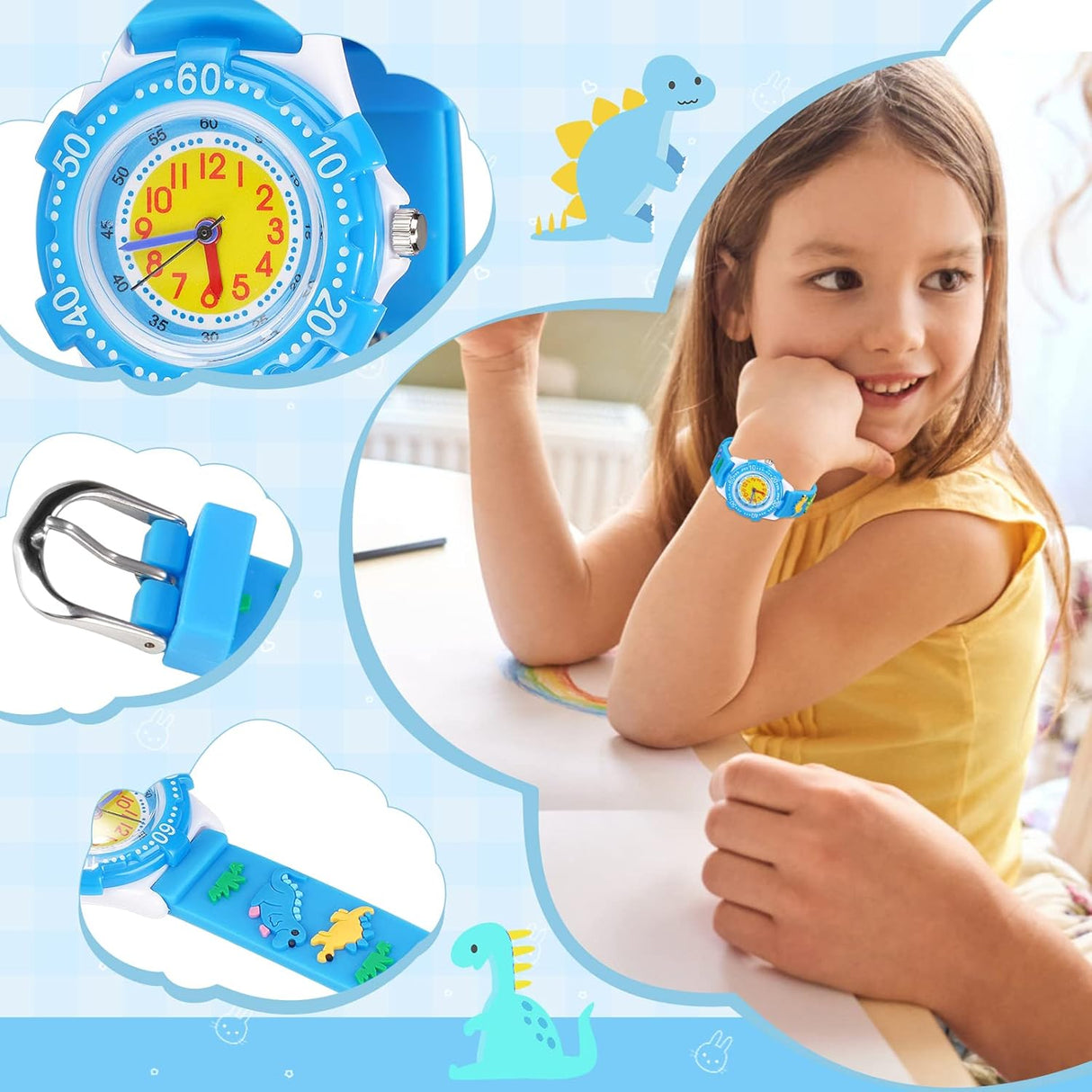 Scoutteemo Kids Watch Girls Watch with 3D Silicone Strap, Cartoon Wrist Watch, Cute Cartoon Toy Silicone Band Wristwatch, Waterproof Quartz Watches for Boys Girls Age 3-11 Years Old Child Gift.