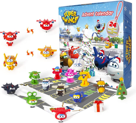 Super Wings Advent Calendar 2023 Christmas Toys for 3 4 5 6 7 Years Old Boys Girls, 24 Pcs Collectable Figures Christmas Gifts for Boys Girls Kids.