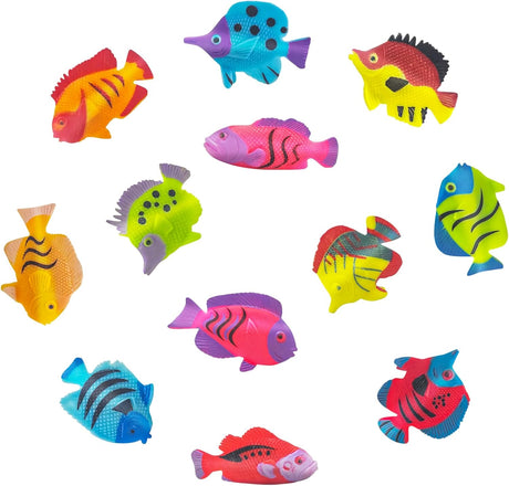 Colorich 12PCS Sea Animals Toys for Kids, Sea Creatures Toys for Children, Animal Figures Plastic Fish, Kids Bath Toys Fish Toys for Children, Beach Theme Party Supplies for Boys, Girls, Kids.