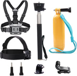 TEKCAM 4 in 1 Action Camera Accessories Bundle Kits Head Strap Mount Chest Harness Belt Mount Monopod Floating Hand Grip Compatible with GoPro/AKASO/WOLFANG/Surfola Waterproof Action Camera.