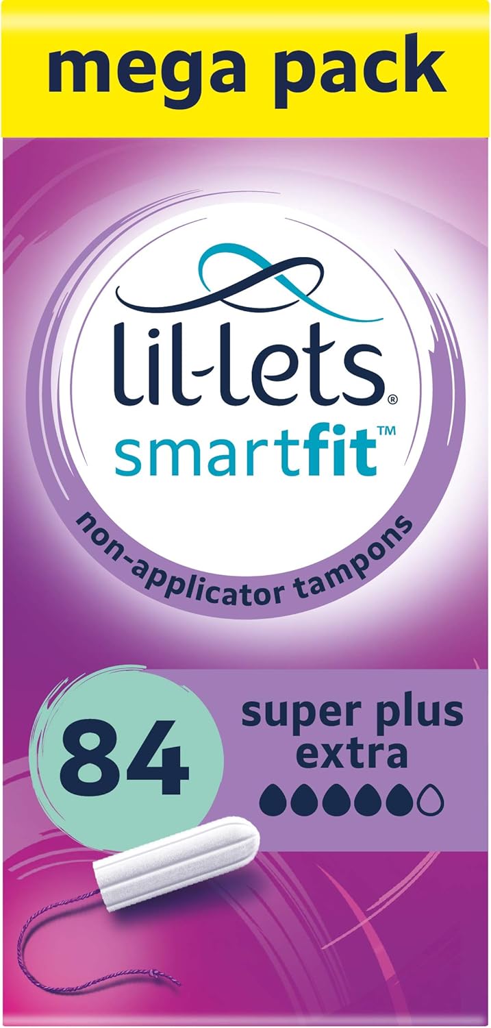 Lil-Lets Non-Applicator Ultra Tampons X 60, (6 Packs of 10 Tampons), For Extremely Heavy Flow, 6 Droplets, Plant-Based, SmartFit™ Non-App Tampon.