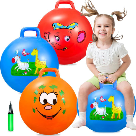 Ynanimery 2 Pack Space Hoppers, 18 Inch Jumping Balls for Kids, Activity Toddler Toy with Pump for Boys Girls Age 3 4 5 6-8 Indoor and Outdoor Garden Games.