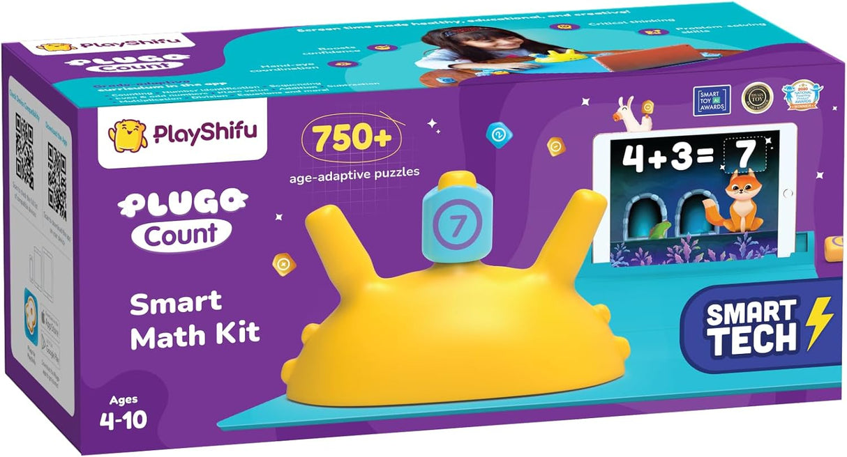 PlayShifu STEM Toy Math Game - Plugo Count (Kit + App with 5 Interactive Math Games) Educational Toy for 4 5 6 7 8 year old Birthday Gifts | Story-based Learning for Kids (Works with tabs/mobiles).