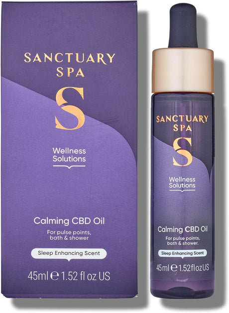 Sanctuary Spa CBD Oil, Calming Multipurpose Oil For Pulse Points, Bath and Shower, Vegan and Cruelty Free, 45 ml.