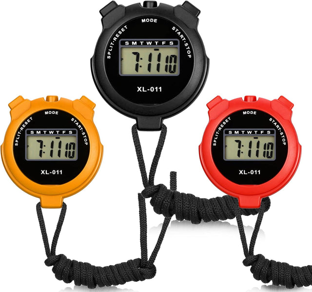 Dacitiery 3Pcs Sports Stopwatch Timer, Lap Split Digital Stopwatch with Countdown Timer Calendar Clock Alarm, Multi-Function Shockproof Sport Stopwatch for Swimming Running Sports Training.