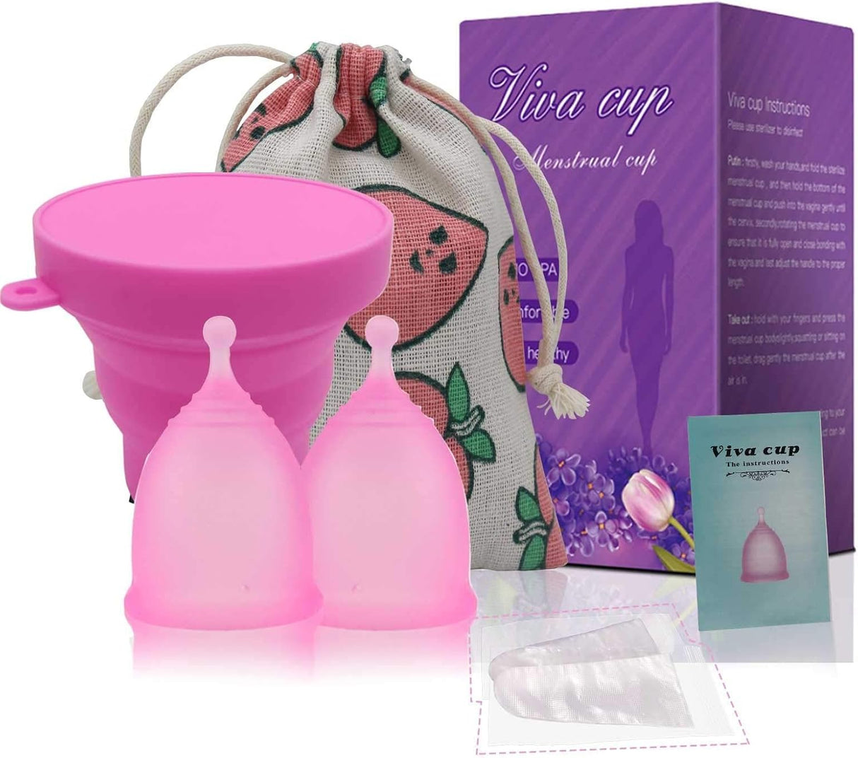 Aomiduo Menstrual Cup Reusable Period Cup Alternative to Tampon and Pad Medical Grade Silicone Menstrual Cups Dimensions L (Large) and S (Small)(Presented Travel Storage Cup).