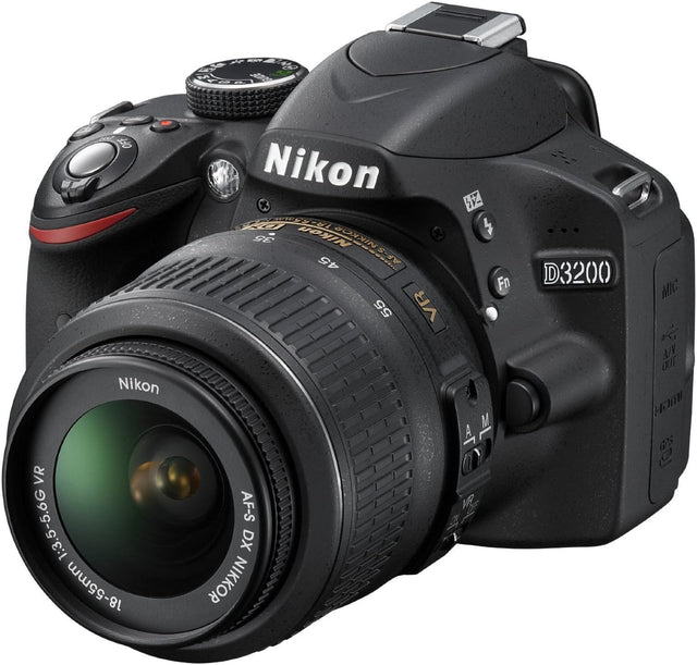 Nikon D3200 Digital SLR Camera with 18-55mm VR Lens Kit - Black (24.2MP) 3 inch LCD.